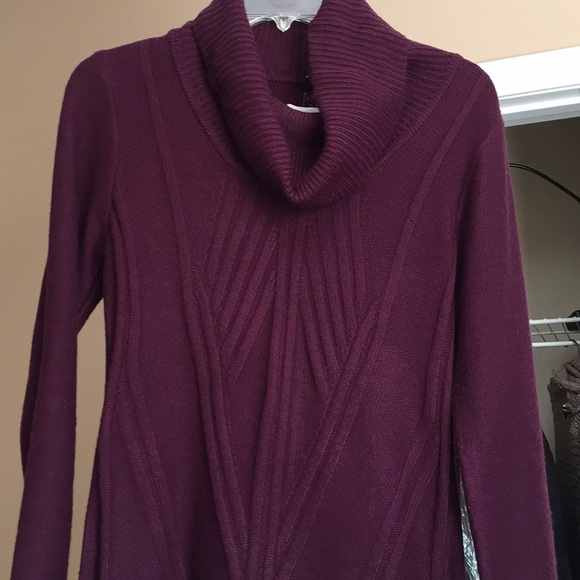 Jessica Simpson Sweater Dress Size S Burgundy Knit Cowl Neck Career Cabincore - Picture 3 of 14